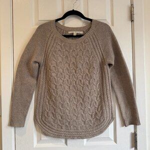 Max Studio Fisherman Cable Knit Anglercore Size Small Taupe Wool Blend Sweater
